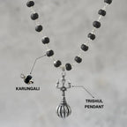 Silver Plated Trishool Gada Karungali Mala