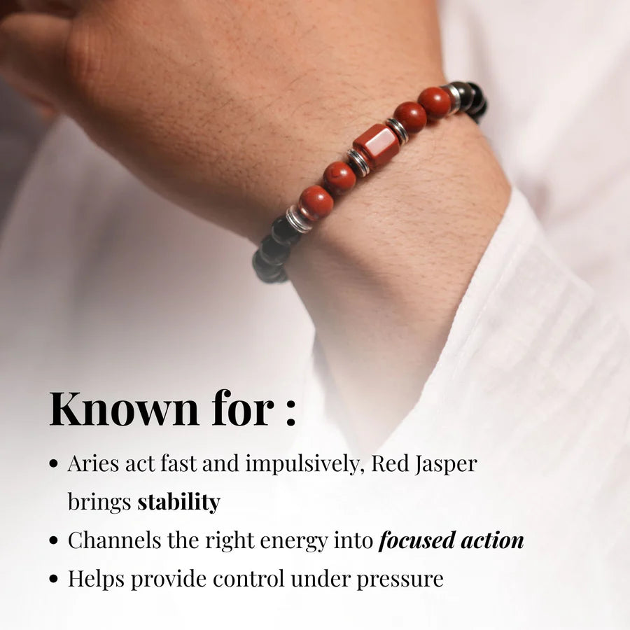 Red Jasper Zodiac Band – Aries (मेष राशि)